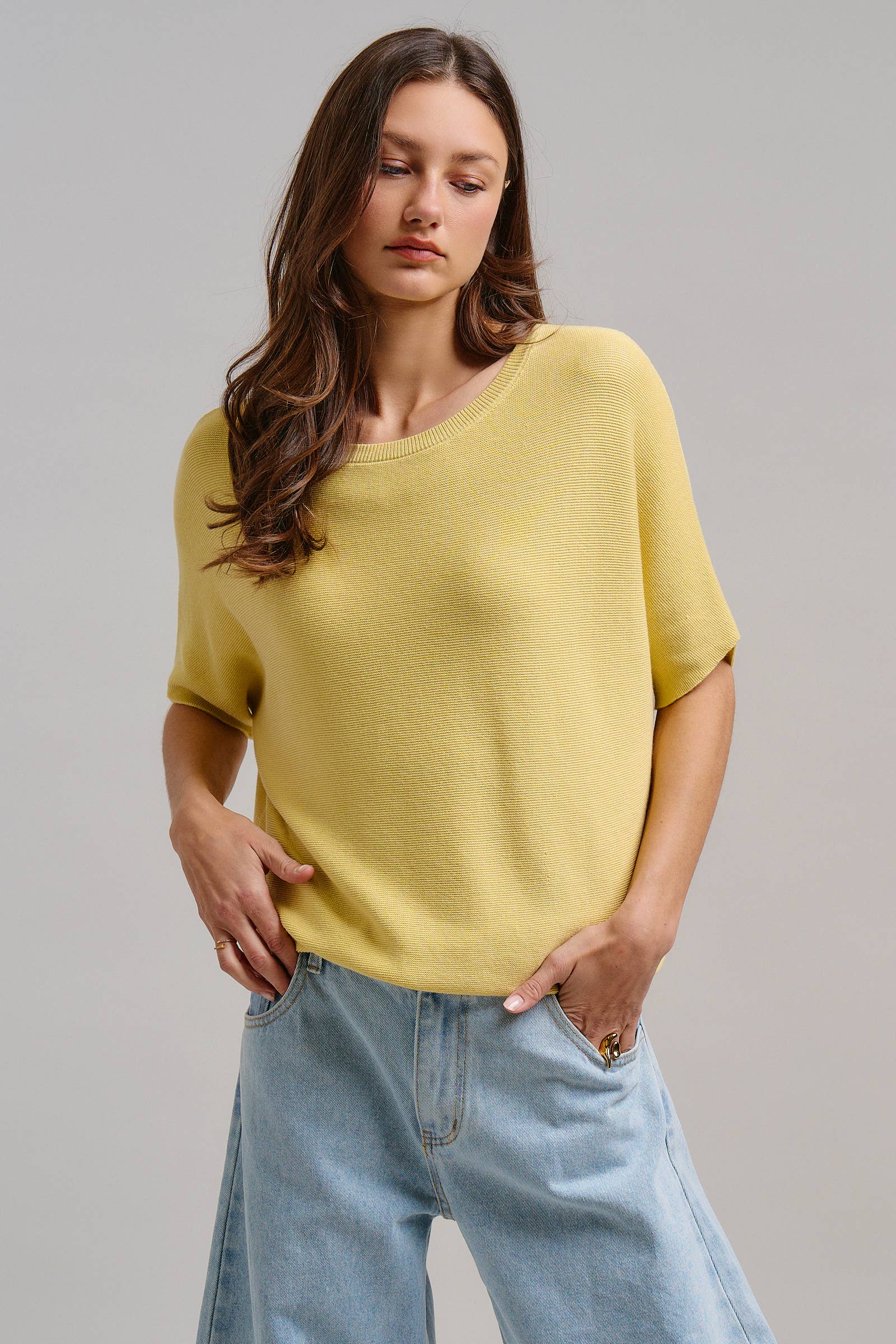Relaxed Dolman Sleeve Knit Sweater Top