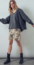 Relaxed Vintage V-Neck Oversized Sweatshirt in BLACK - Women's Sweatshirts & Hoodies | Urban Daizy