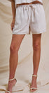 Urban Daizy Striped Scalloped Trim Drawstring Shorts Cream Shorts - Women's (UDZ-PT-00501-Cream) – alternate view 6