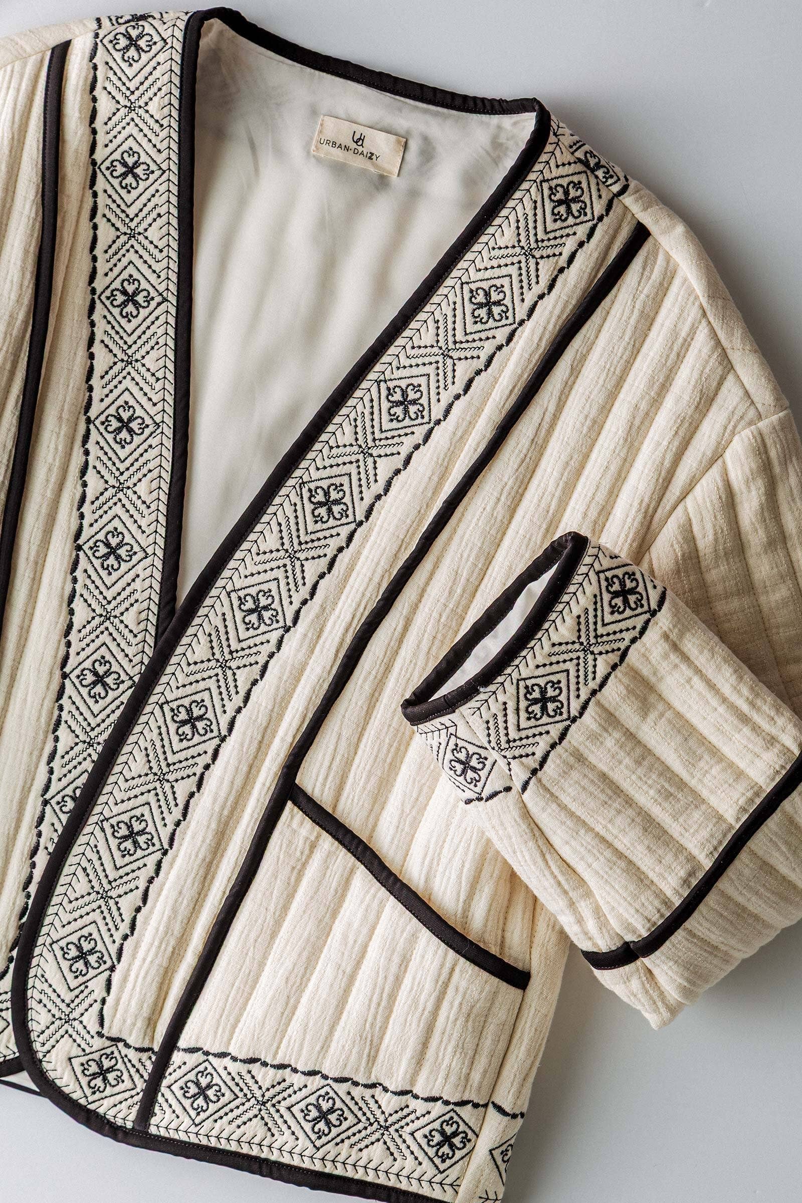 Boho Embroidered Quilted Western Cropped Jacket