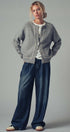 Wool Blend Sweater Cardigan with Statement Buttons in GREY - Women's Cardigans & Shrugs | Urban Daizy