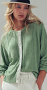Urban Daizy Pointelle Knit Cardigan Lace Trim Button Down Green Cardigan - Women's (UDZ-KN-01051)