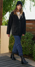 Wool Blend Knit Coat with Zip Hood