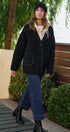Wool Blend Knit Coat with Zip Hood