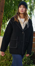 Wool Blend Knit Coat with Zip Hood