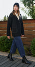 Wool Blend Knit Coat with Zip Hood