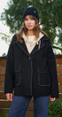 Wool Blend Knit Coat with Zip Hood