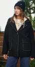 Wool Blend Knit Coat with Zip Hood