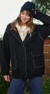 Wool Blend Knit Coat with Zip Hood