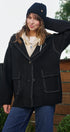Wool Blend Knit Coat with Zip Hood