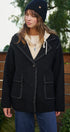 Wool Blend Knit Coat with Zip Hood