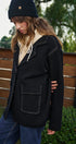 Wool Blend Knit Coat with Zip Hood