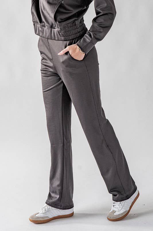 High-Waisted Wide-Leg Micro Fleece Pants