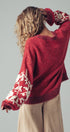 Urban Daizy Floral Embroidered Striped Knit Sweater Brown Knit Sweater - Women's (UDZ-TP-00814) – alternate view 6