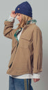 Urban Daizy Plaid Flannel-Lined Corduroy Shacket Taupe Shirt Jacket/Shacket - Women's (UDZ-KN-00150) – alternate view 14