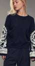 Urban Daizy Embroidered Sleeve Ivory Knit Sweater Ivory-Black Knit Sweater - Women's (UDZ-KN-00654) – alternate view 4