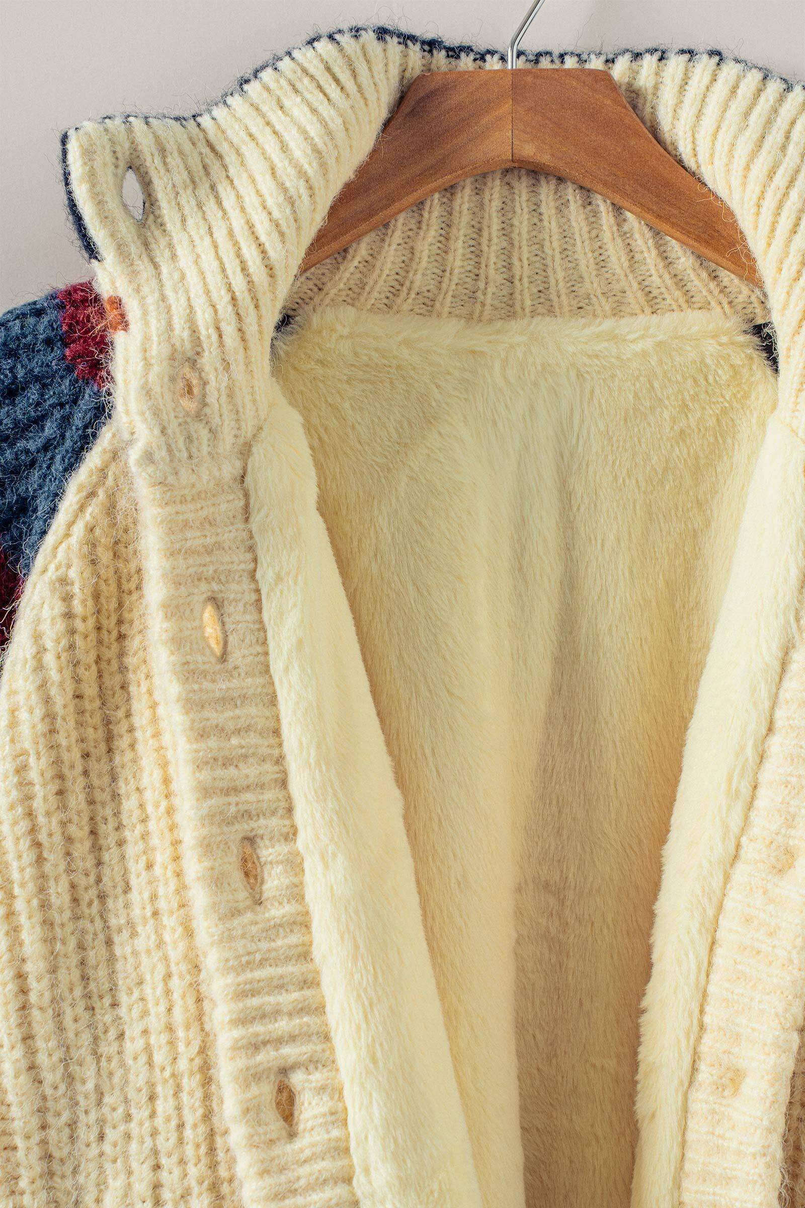 Urban Daizy Chunky Rib-Knit Faux Fur Lined Cardigan Navy Cardigan - Women's (UDZ-KN-00652) – alternate view 15