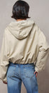 Oversized Hooded Zip-Front Cotton Jacket in KHAKI - Women's Jackets & Blazers | Urban Daizy