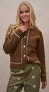 Wool Blend Sweater Cardigan with Statement Buttons in BROWN - Women's Cardigans & Shrugs | Urban Daizy