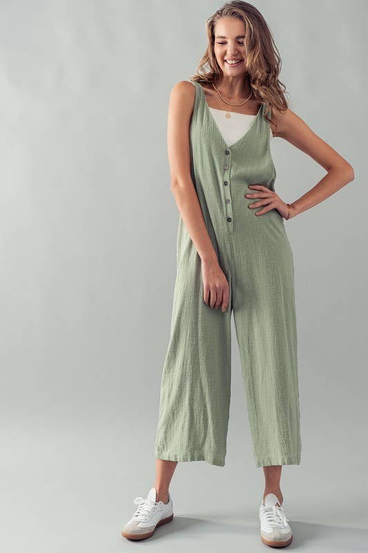 Urban Daizy Textured Button Front Wide Leg Jumpsuit Mauve Jumpsuit - Women's (UDZ-JR-00017) – alternate view 13