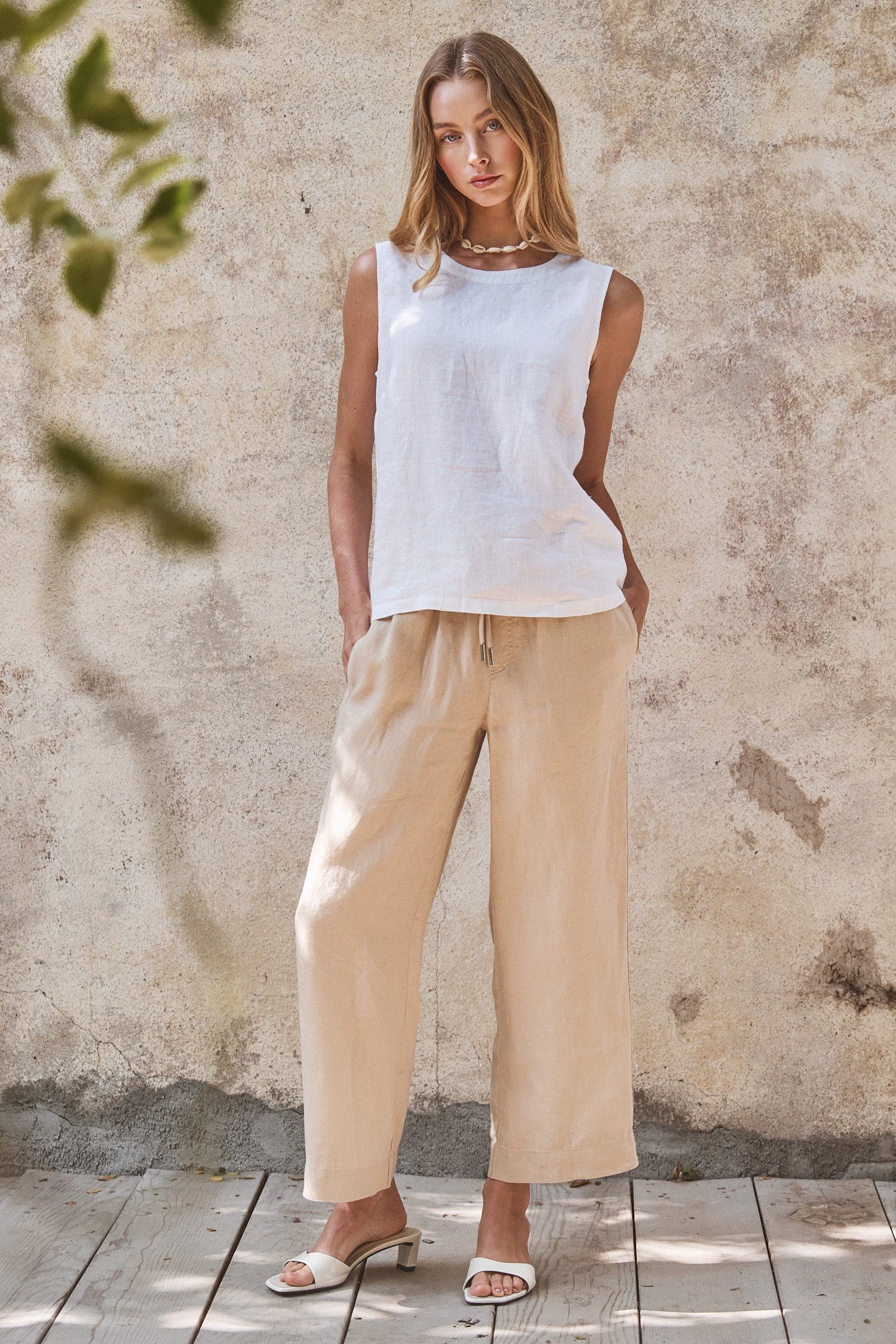 Minimal Muse Linen Sleeveless Top in WHITE - Women's Fashion | Urban Daizy