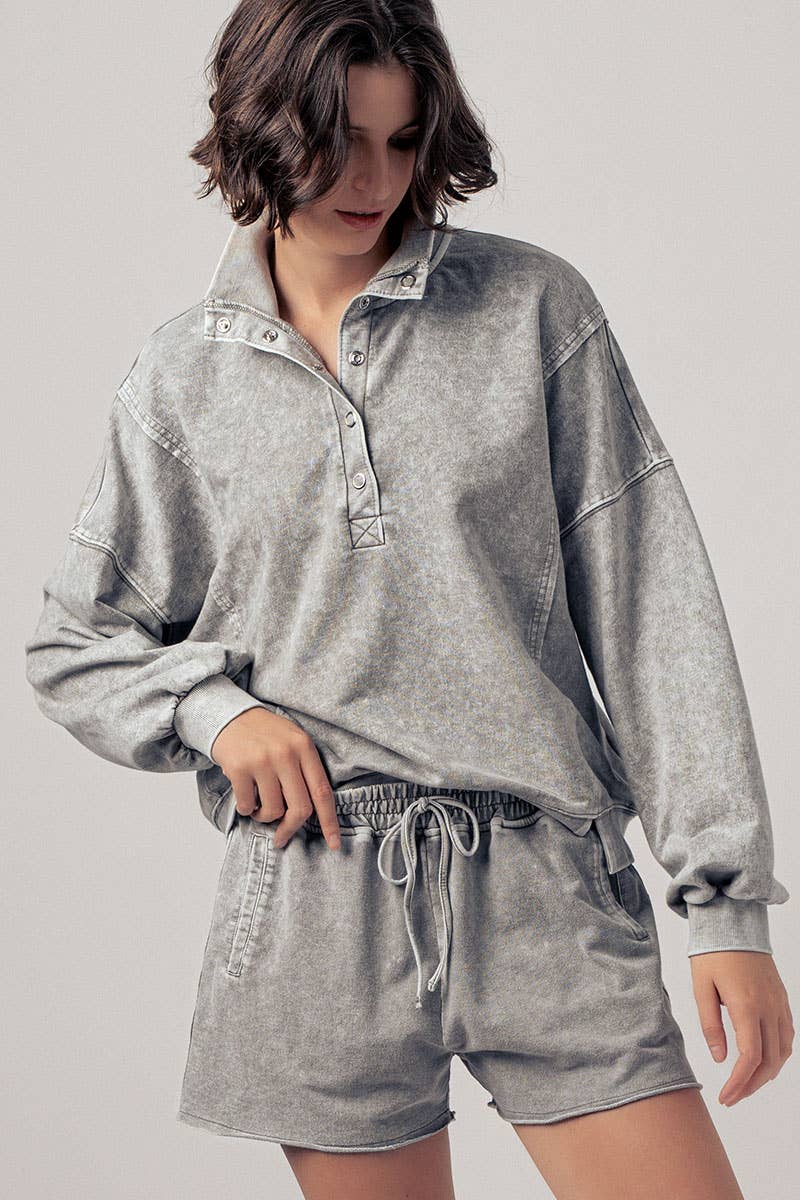 Vintage Wash Snap-Front Sweatshirt