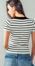 Urban Daizy Ribbed Stripe V-Neck Knit Top Ivory Knit Top - Women's (UDZ-TP-00562) – alternate view 6