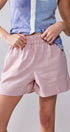 Urban Daizy Linen-Blend Elastic Waist Pocketed Shorts Pink Shorts - Women's (UDZ-PT-00217)