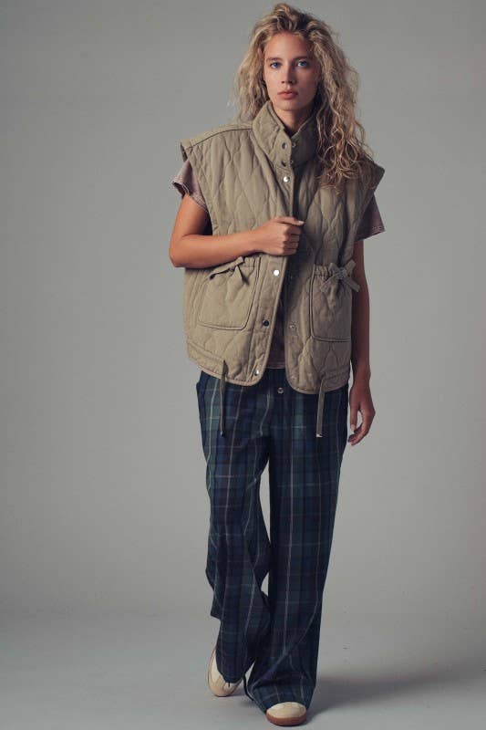 Vintage Washed Quilted Padded Vest