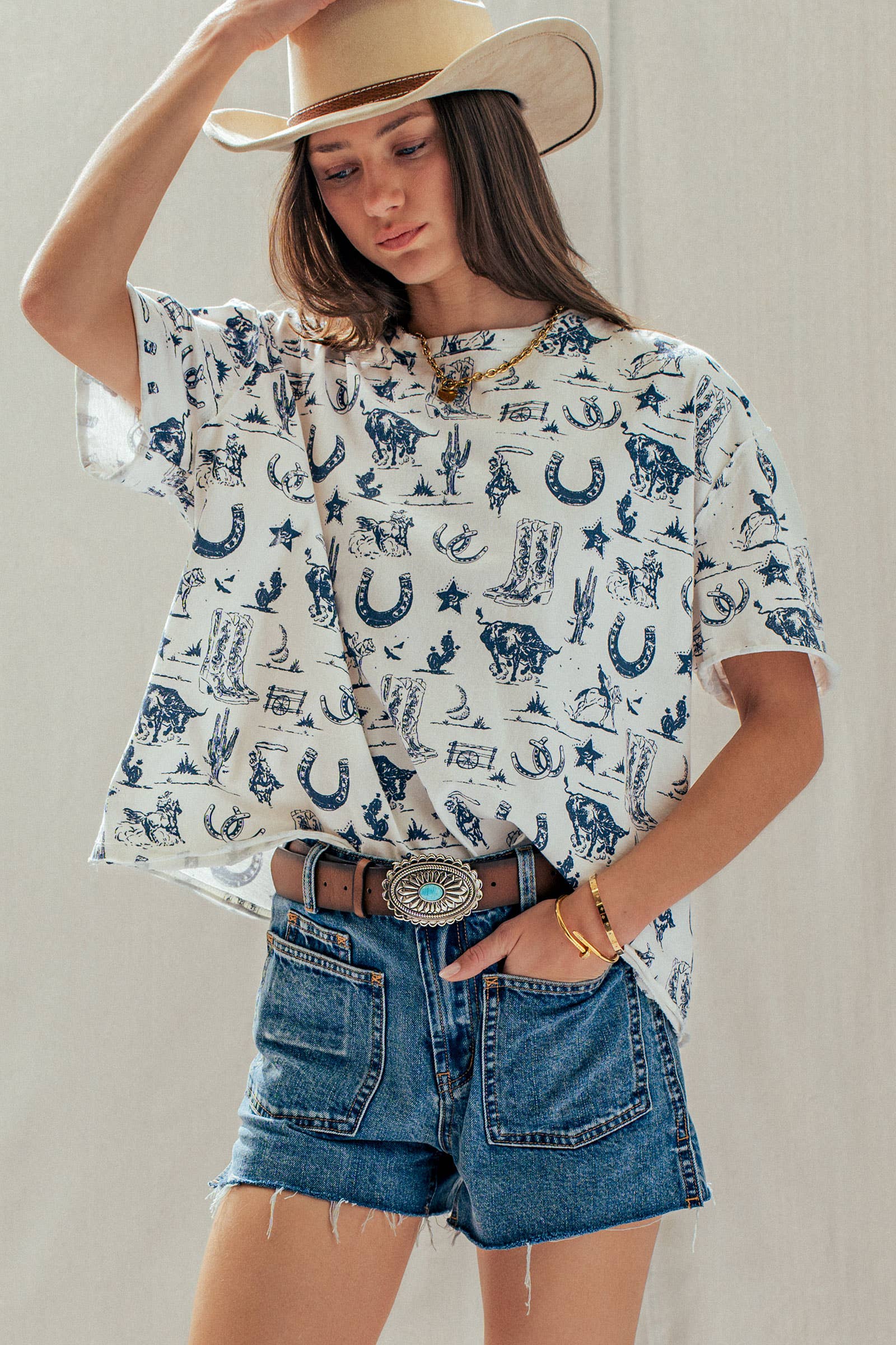 Western Graphic Print Relaxed Fit Tee