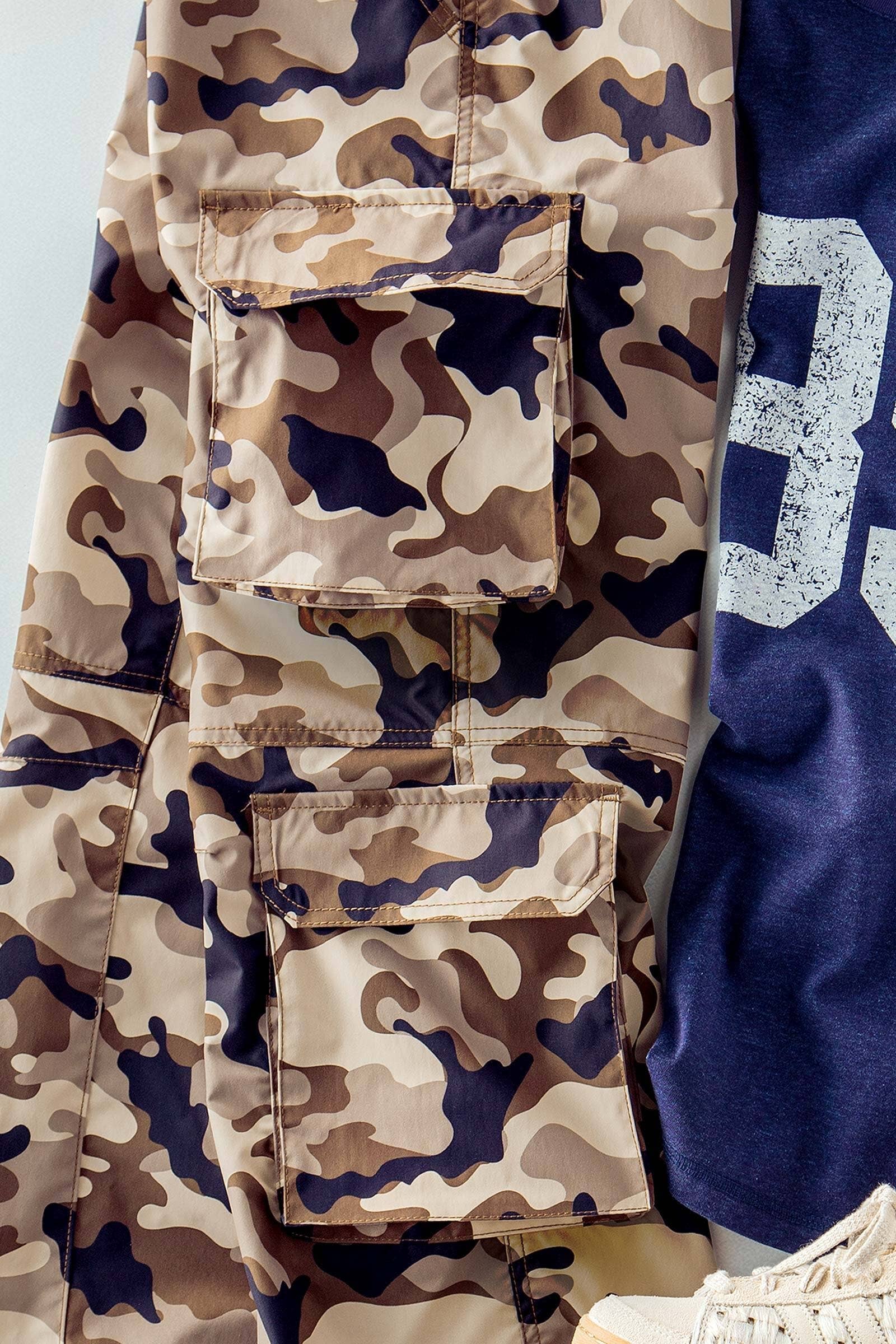 Urban Daizy Camo Print Utility Cargo Pants with Drawstring Hem Mocha Pants - Women's (UDZ-PT-00489) – alternate view 5