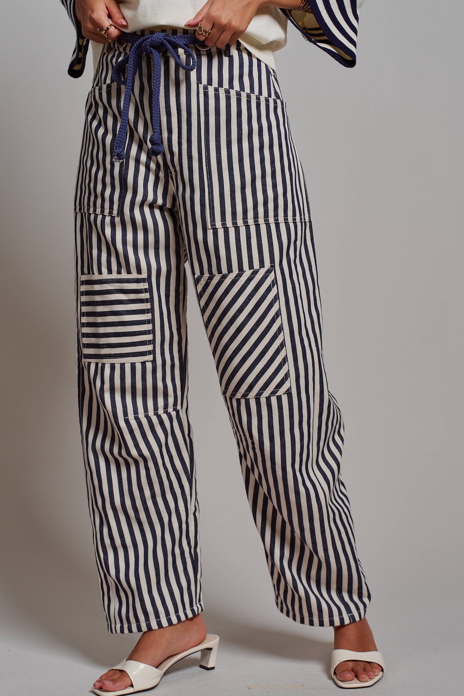 Railroad Striped Patch Pocket Spring Utility Pants