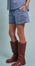 Urban Daizy Sweet Cowgirl Boot Stitch Embroidered Shorts Blue Shorts - Women's (UDZ-PT-00500-Blue) – alternate view 3