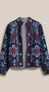 Embroidered Corduroy Jacket with Folk Floral Scroll in NAVY - Women's Jackets & Blazers | Urban Daizy