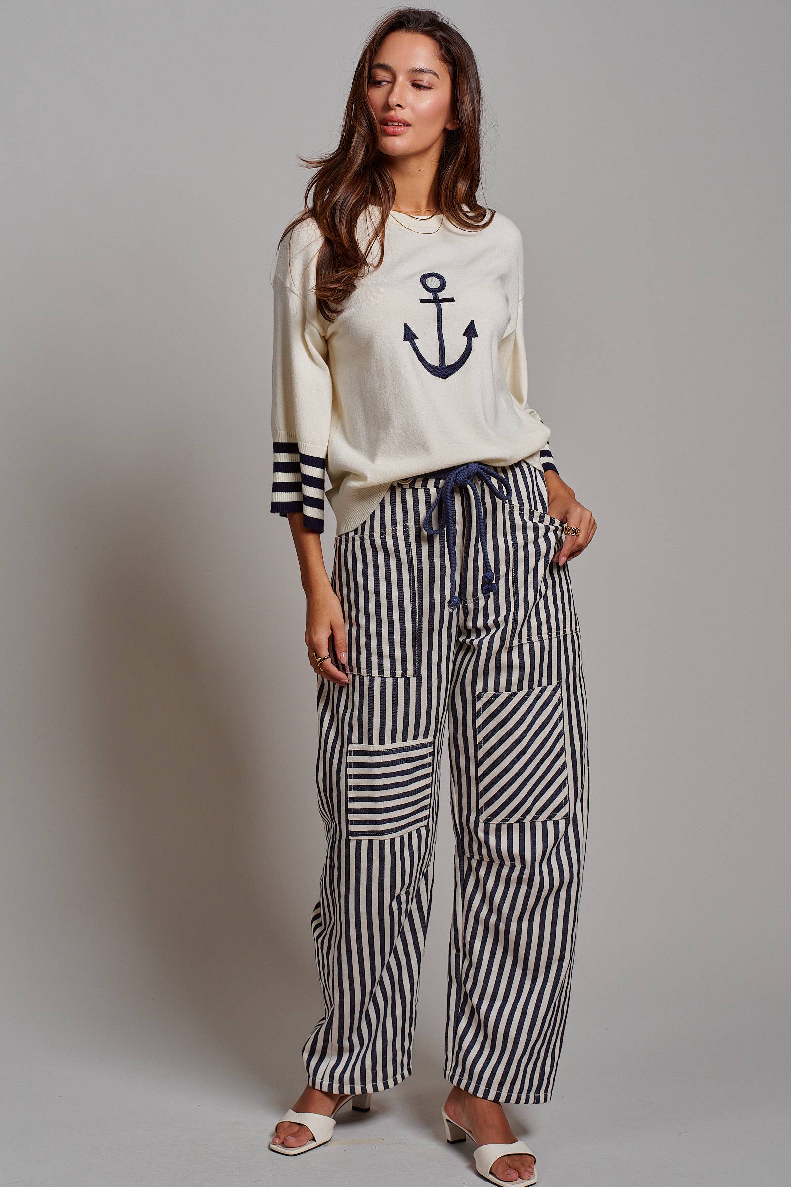 Railroad Striped Patch Pocket Spring Utility Pants