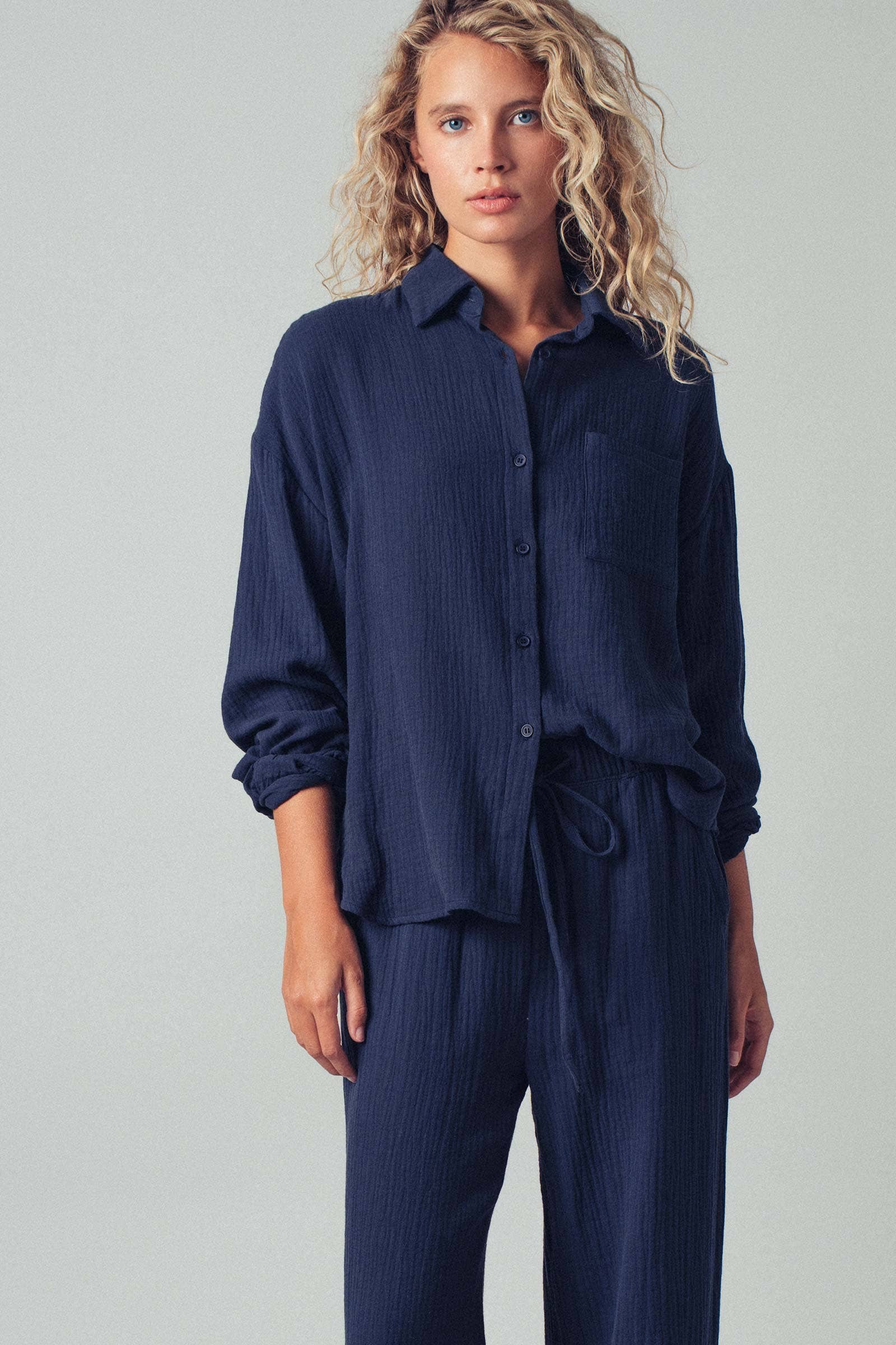 Textured Cotton Gauze Lounge Set