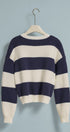 Nantucket America Stripe Crewneck Sweater in IVORY NAVY - Women's Sweaters | Urban Daizy