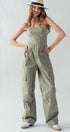 Urban Daizy Strapless Wide Leg Cargo Pocket Artisanal Jumpsuit Moss Jumpsuit - Women's (UDZ-JR-00002) – alternate view 7