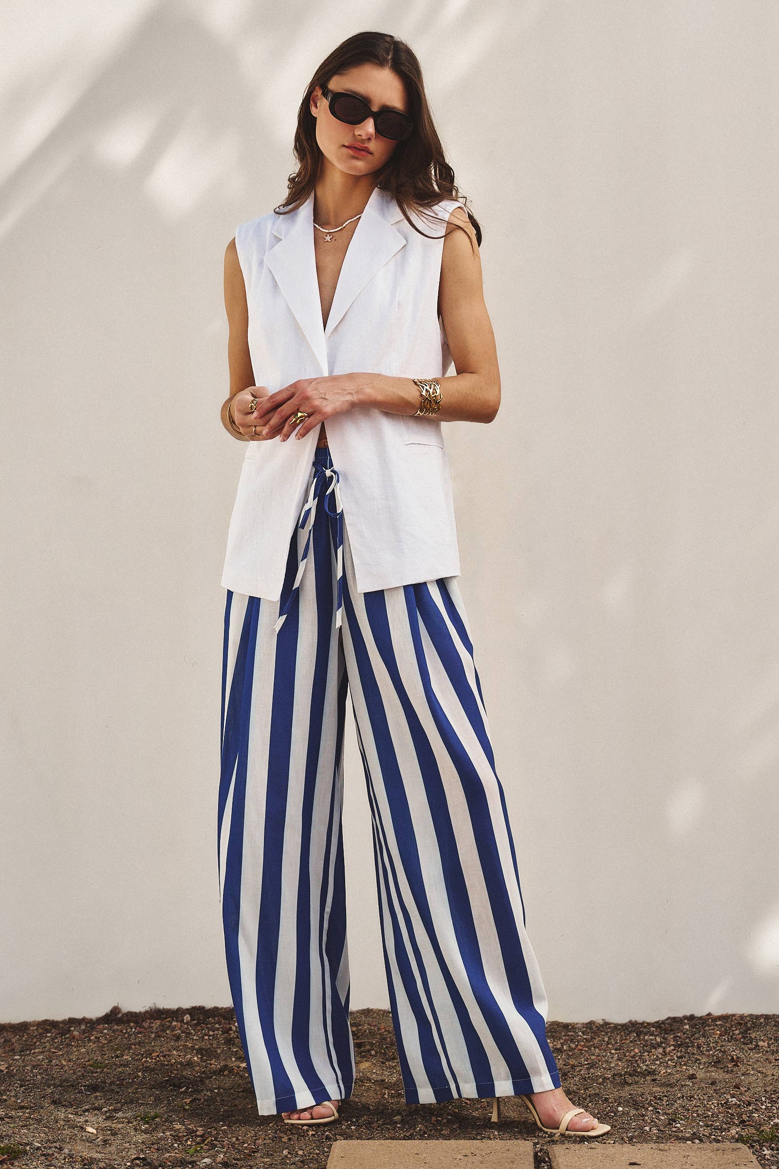 Breezy Linen-Blend Striped Wide-Leg Pants