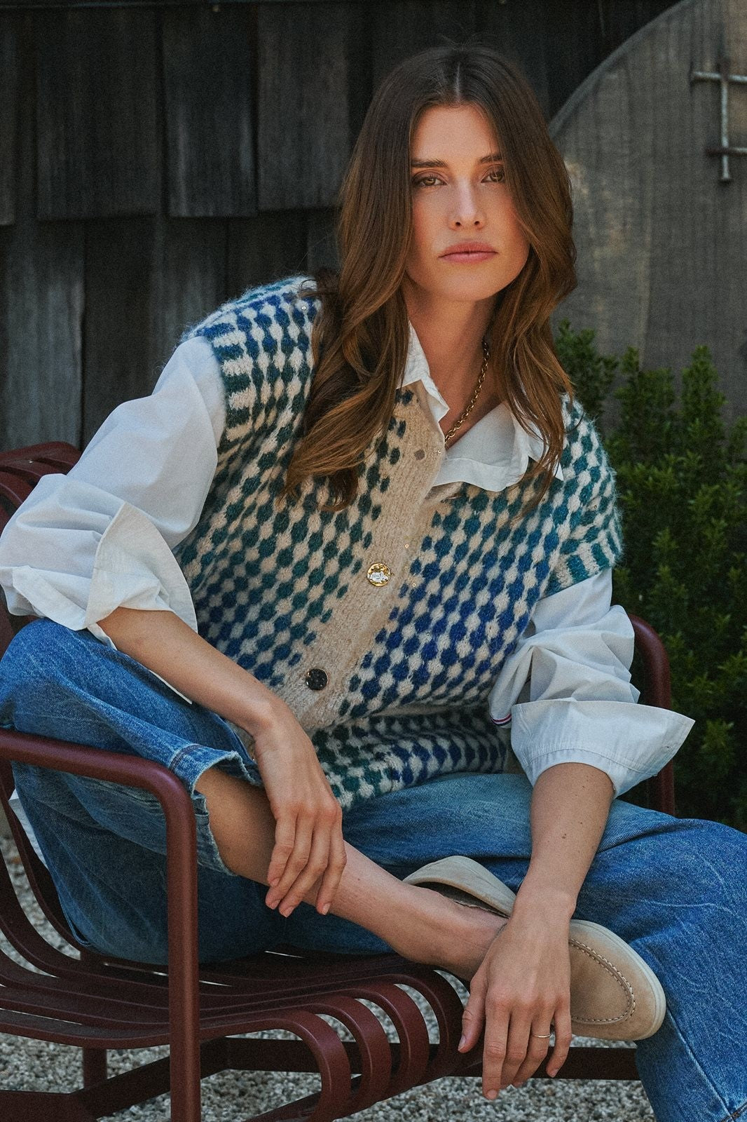 Popcorn Knit Button Front Sweater Vest Wool Blend in BLACK - Women's Sweater Vests | Urban Daizy
