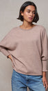 Dolman Sleeve Knit Top Boat Neck Boho Slouchy Sweater in MOCHA - Women's Sweaters | Urban Daizy