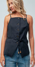 Buttoned Tie-Waist Cami Top in BLACK - Women's Tops | Urban Daizy