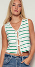 Urban Daizy Striped Tie-Front Cropped Knit Top Black White Knit Top - Women's (UDZ-TP-00750) – alternate view 15