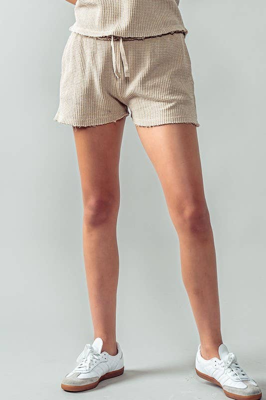 Urban Daizy Vintage Waffle Knit Drawstring Shorts Black Shorts - Women's (UDZ-PT-00019) – alternate view 8