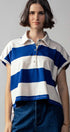 Urban Daizy Bold Striped Dolman Sleeve Polo Shirt Ivory Black Polo - Women's (UDZ-TP-00660) – alternate view 13