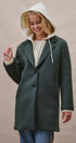 Scuba Topcoat with Detachable Hoodie in OLIVE - Women's Coats | Urban Daizy