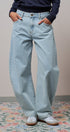 Light Wash Curved Barrel Leg Wide Jeans in LT BLUE - Women's Casual Pants | Urban Daizy