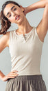 Urban Daizy Ribbed Bamboo Henley Tank Top Black Tank Top - Women's (UDZ-TP-00520) – alternate view 7