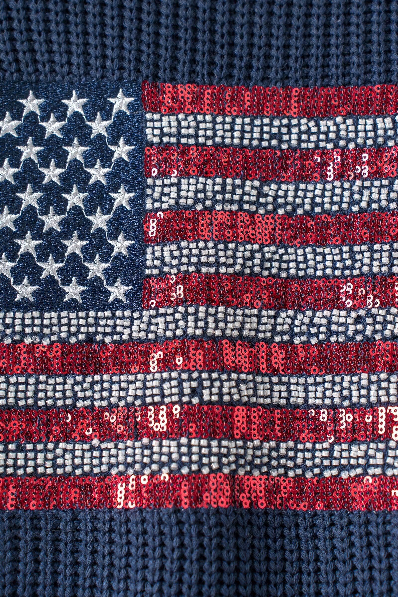 Urban Daizy American Flag Knit Vest Sequin Detail Navy Sweater Vest - Women's (UDZ-KN-01046) – alternate view 6