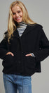 Hooded Button-Front Wool Blend Short Jacket in BLACK - Women's Jackets & Blazers | Urban Daizy